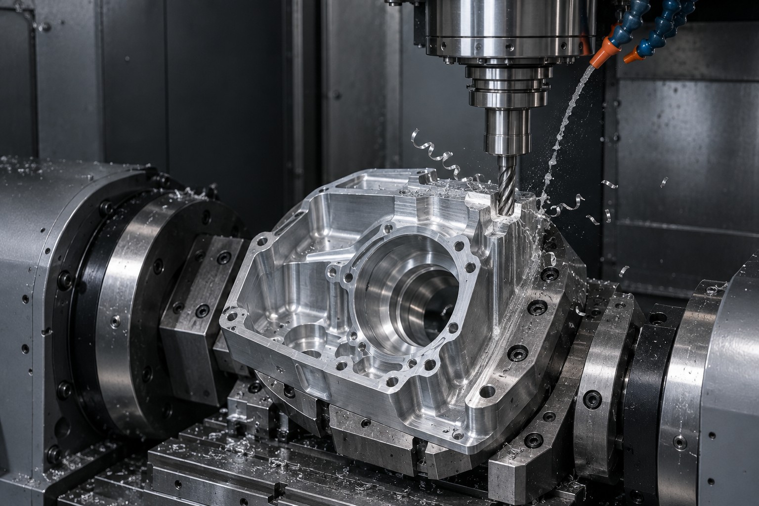 CNC-Fräser am Metallbauteil
